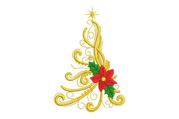 Christmas Tree with Star and Flowers