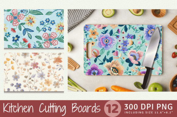 Pastel Embroidery Flowers Cutting Boards