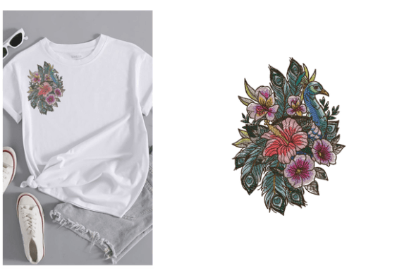 Peacock in Flowers