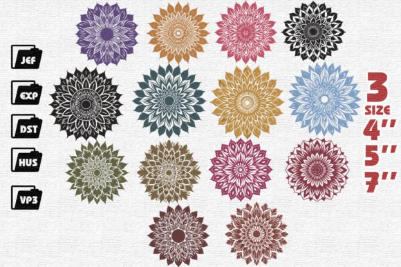 Set of 15 Mandala Sunflowers