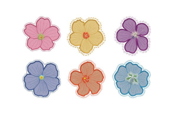 Set of Simple Flowers Appliques