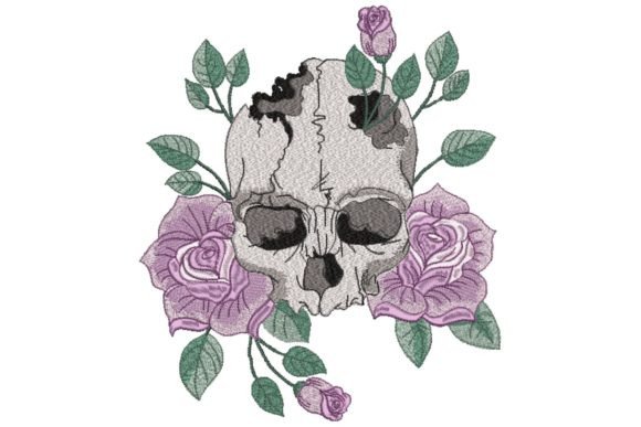 Skull with Roses Flower