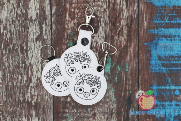 Sloth with Flowers ITH Key Fob Pattern